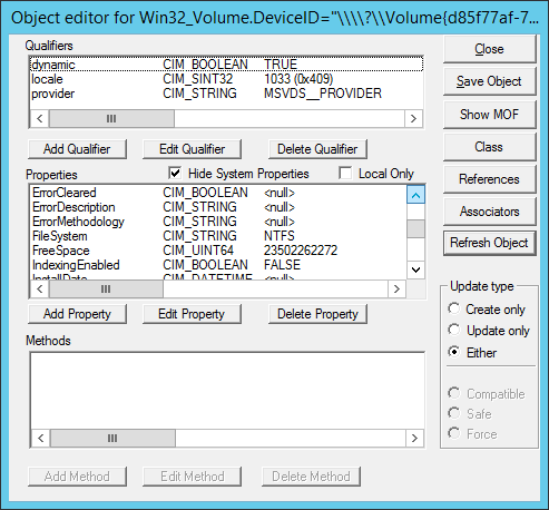Object editor window showing that IndexingEnabled is set to
 FALSE.